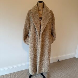 Zara Beige Teddy long line coat